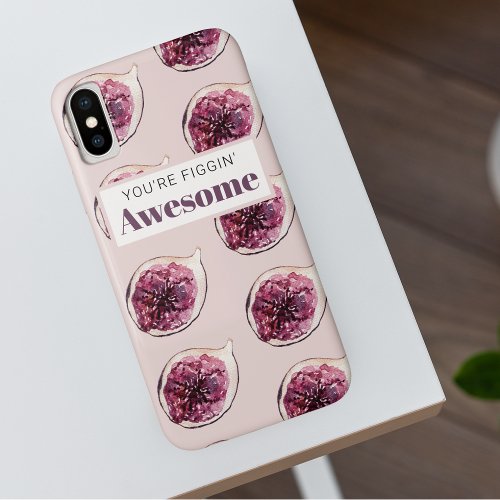 Modern Purple Fig Pattern  Youre Figgin Awesome iPhone XS Case