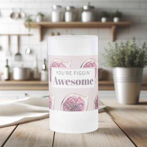 Modern Purple Fig Pattern  Youre Figgin Awesome Frosted Glass Beer Mug