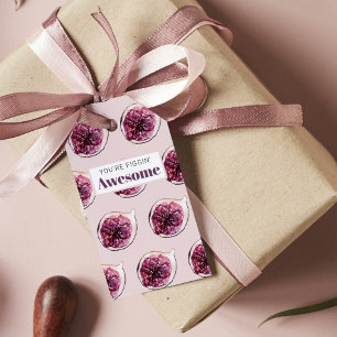 Modern Purple Fig Pattern & You're Figgin' Awesome Gift Tags