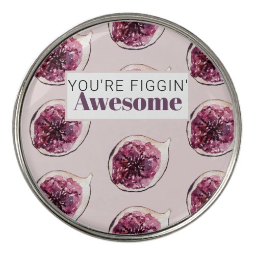 Modern Purple Fig Pattern  Youre Figgin Awesome Golf Ball Marker