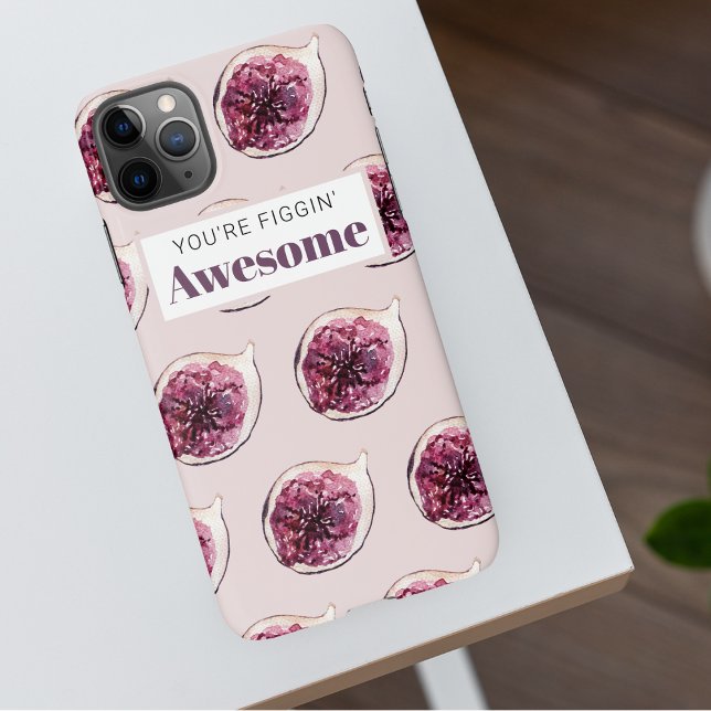 Modern Purple Fig Pattern & You're Figgin' Awesome iPhone Case (Creator Uploaded)