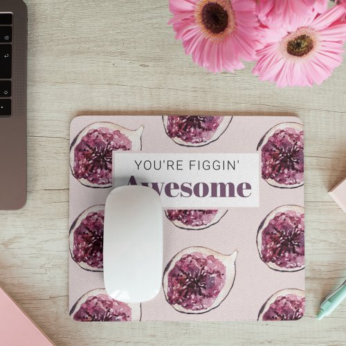 Modern Purple Fig Pattern  Youre Figgin Awesome Mouse Pad