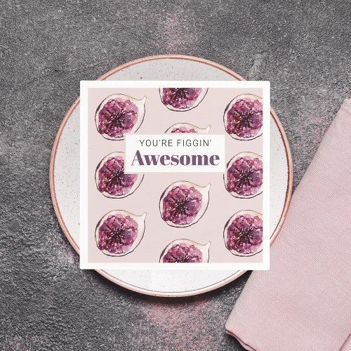 Modern Purple Fig Pattern  Youre Figgin Awesome Napkins