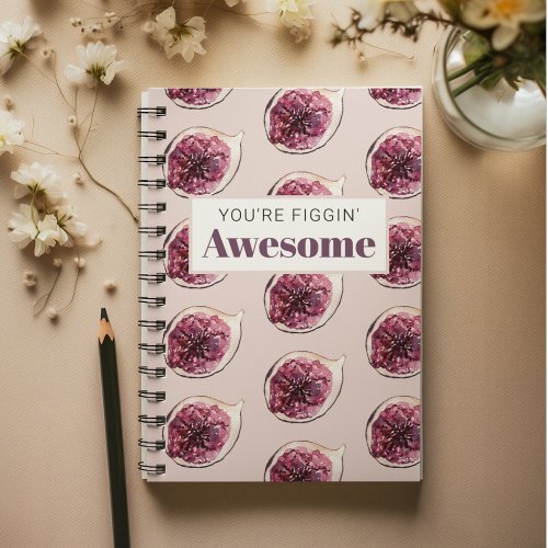 Modern Purple Fig Pattern  Youre Figgin Awesome Notebook