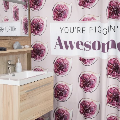Modern Purple Fig Pattern  Youre Figgin Awesome Shower Curtain
