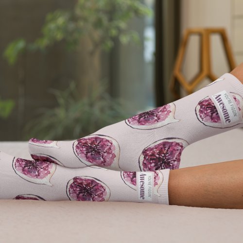 Modern Purple Fig Pattern  Youre Figgin Awesome Socks