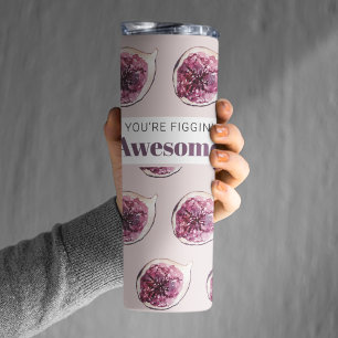 Modern Purple Fig Pattern & You're Figgin' Awesome Thermal Tumbler