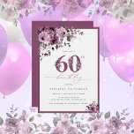 Modern Purple Floral 60th Birthday Invitation<br><div class="desc">Step into a world of timeless elegance with our “Modern Purple Floral 60th Birthday Invitation.” This design is a masterpiece of grace and sophistication, celebrating the beauty of a life well lived and the promise of a meaningful celebration. A watercolor bouquet of watercolor purple roses takes center stage, each petal...</div>