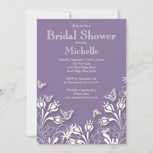 Modern purple Floral Bridal Shower Invitation