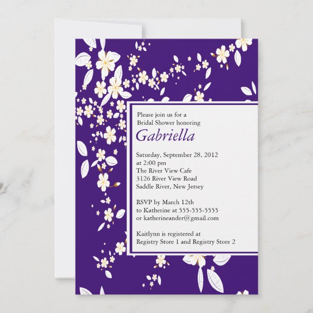 Modern Purple Floral Bridal Shower Invitation (Front)
