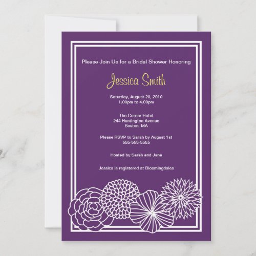Modern Purple Floral Bridal Shower Invite