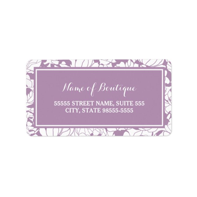 Modern Purple Floral Girly Beauty Boutique Label (Front)
