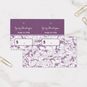 Modern Purple Floral Girly Boutique Hang Tags by GirlyBusinessCards at Zazzle