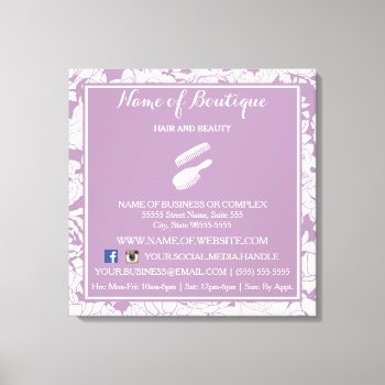 Modern Purple Floral Girly Salon Information Sign by GirlyBusinessCards at Zazzle