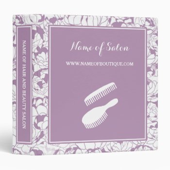 Modern Purple Floral Hair And Beauty Boutique Binder by GirlyBusinessCards at Zazzle