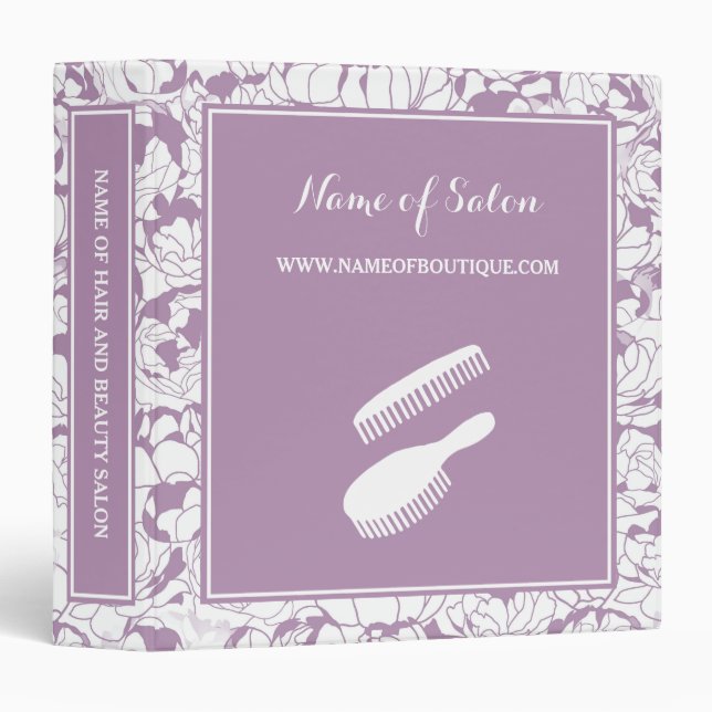 Modern Purple Floral Hair and Beauty Boutique Binder (Front/Spine)