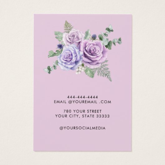 Modern Purple Floral Jewelry Earring Display Card (Back)