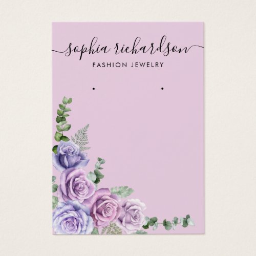 Modern Purple Floral Jewelry Earring Display Card