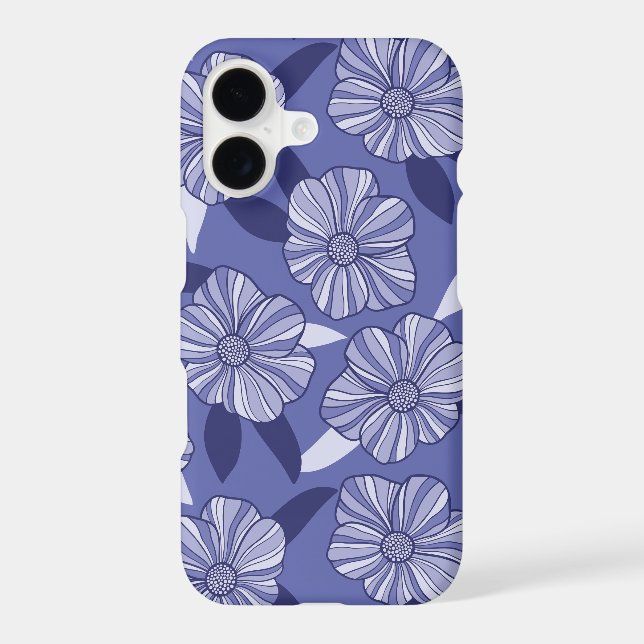 Modern Purple Floral Leaf pattern Case-Mate iPhone Case (Back)