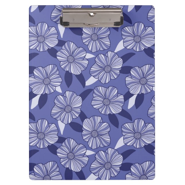 Modern Purple Floral Leaf pattern Clipboard (Front)