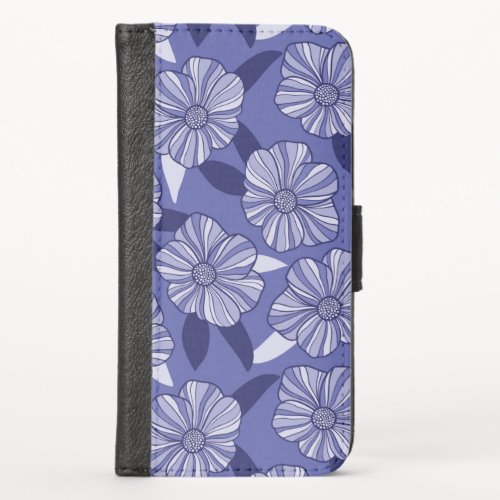 Modern Purple Floral Leaf pattern iPhone X Wallet Case