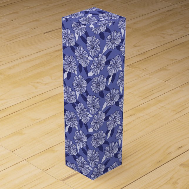 Modern Purple Floral Leaf pattern Wine Box (Front)