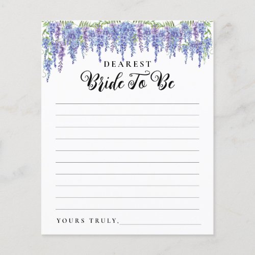Modern Purple Floral Letter to Bride Bridal Shower