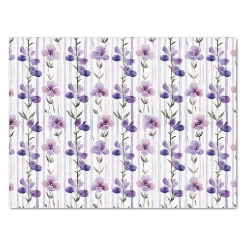 Modern purple floral pattern watercolor tissue paper