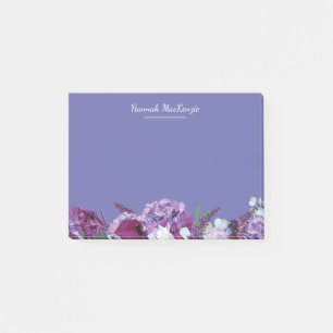 Modern Purple Floral Personalized Name Post-it Notes