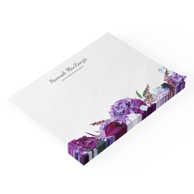 Modern Purple Floral Personalized Name Post-it Notes (Modern Purple Floral Personalized Name Post-it Notes)