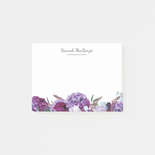 Modern Purple Floral Personalized Name Post_it Notes