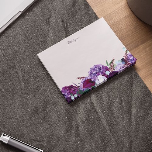 Modern Purple Floral Personalized Post_it Notes