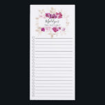 Modern Purple Floral To Do List  Magnetic Notepad<br><div class="desc">Lined and checkmark box market shopping list design featuring a modern purple flower floral frame personalized with your name.
.</div>