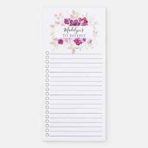 Modern Purple Floral To Do List  Magnetic Notepad