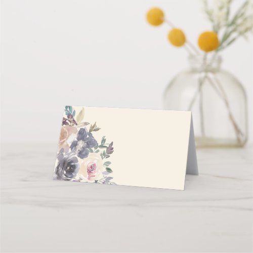 Modern Purple Floral Watercolor Elegant Wedding Place Card