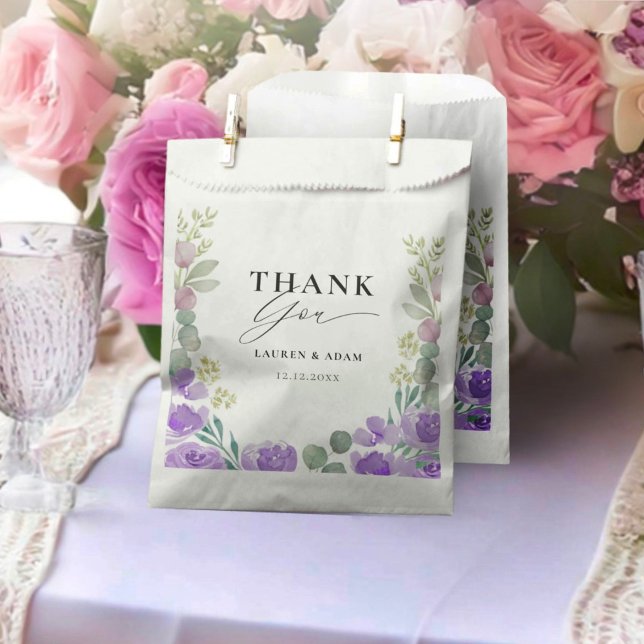 Modern  Purple Floral Wedding Favor Favor Bag (Creator Uploaded)