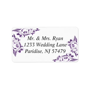 Modern Purple Floral Wedding Label