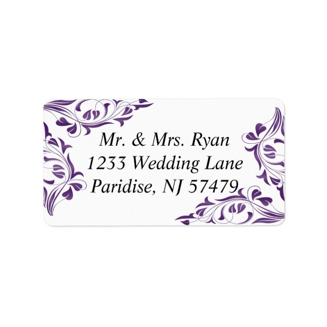 Modern Purple Floral | Wedding Label (Front)