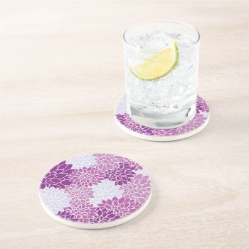 Modern Purple Flower Pattern Coaster by MissMatching at Zazzle