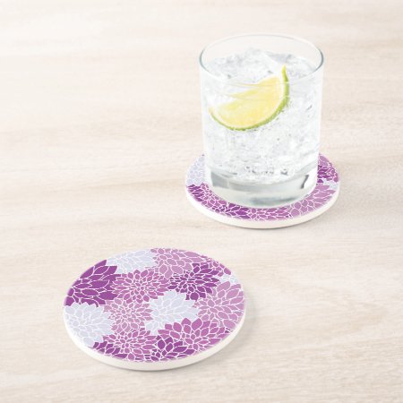 Modern Purple Flower Pattern Coaster