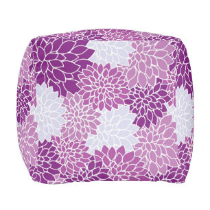 Modern Purple Flower Pattern Pouf