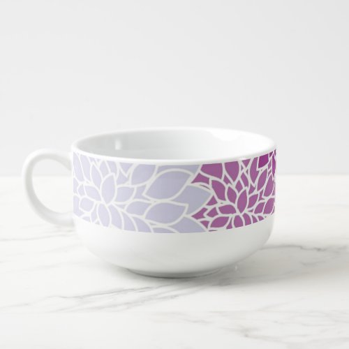 Modern Purple Flower Pattern Soup Mug