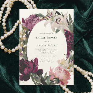 Modern Purple Flower Wreath Bridal Shower Invitation