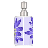 Modern Purple Flowers Soap Dispenser And Toothbrush Holder (Back)