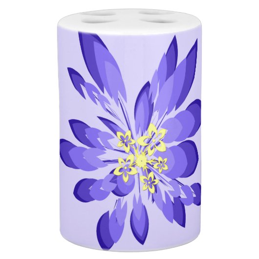Modern Purple Flowers Soap Dispenser And Toothbrush Holder (Right)