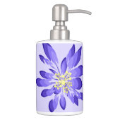 Modern Purple Flowers Soap Dispenser And Toothbrush Holder (Right)