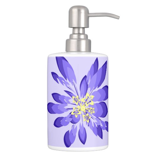 Modern Purple Flowers Soap Dispenser And Toothbrush Holder (Right)