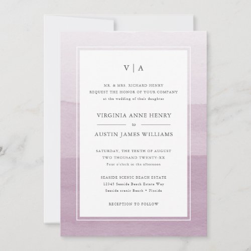 Modern Purple Formal Wedding Invitation