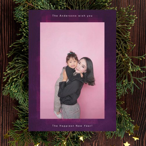 Modern Purple Frame Holiday New Year Photo