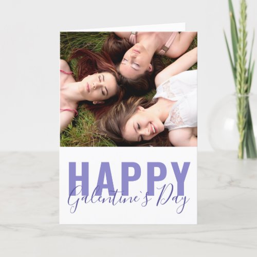 Modern Purple Galentines Day Friends Photo Holiday Card